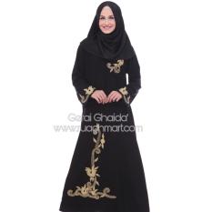Al Khatib Abaya Gamis Baju Muslim Detty Bordir Gold Jetblack Hitam