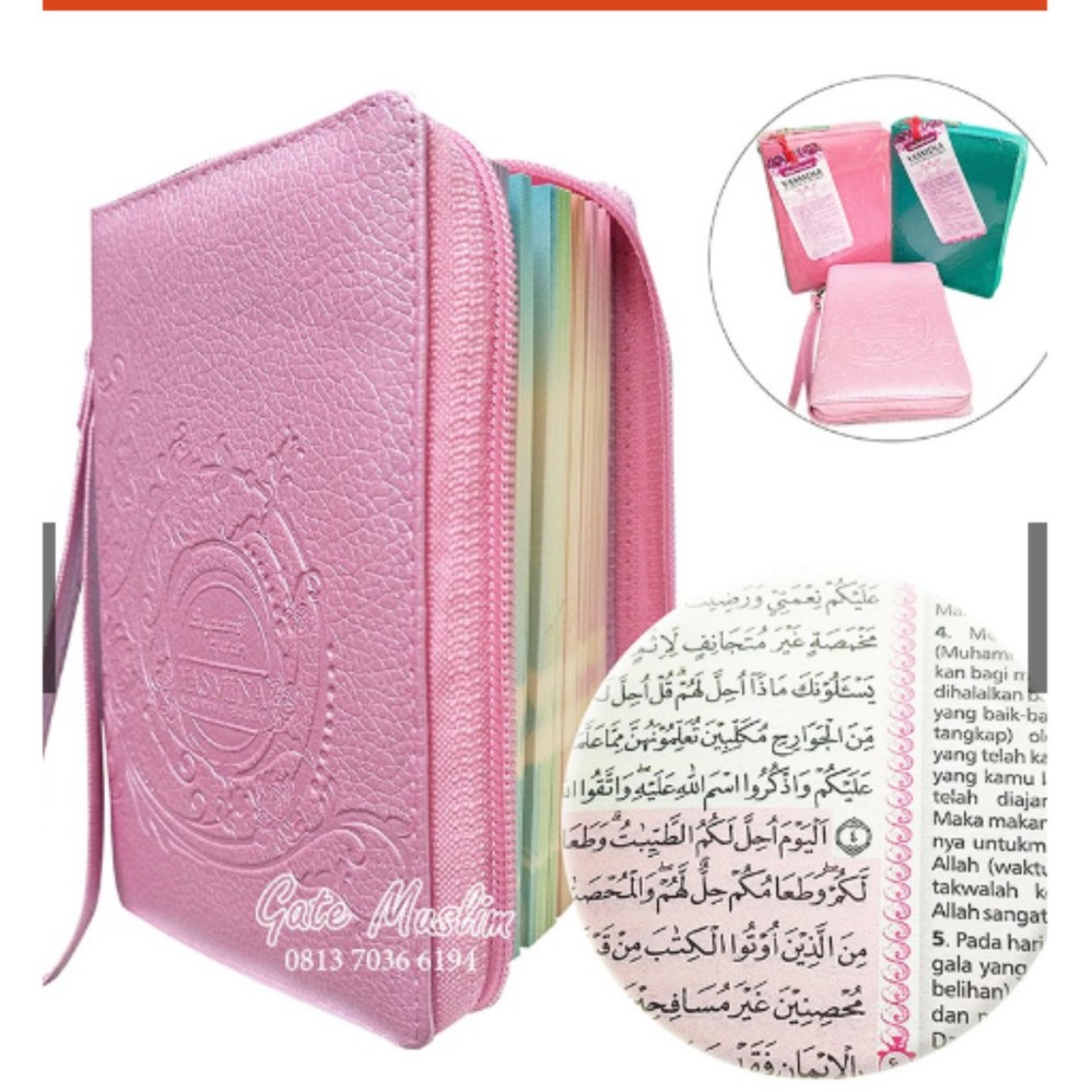 Al Quran Wanita Rainbow/Terjemah/Yasmina A6 Jaket /Kertas Pelang/Jaket Resleting - Syaamil quran