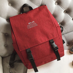 Ala Inggris Kanvas Warna Solid Perempuan Siswa Sekolah Menengah Tas Tas Ransel (Merah)