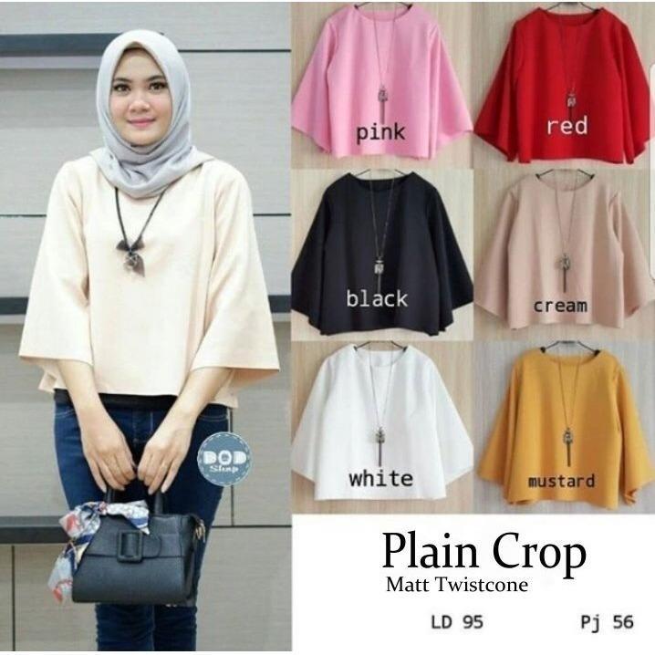 Alasxyashop Baju Atasan Wanita Plain Crop / Baju Wanita / Tumblr Tee / Baju Sabrina / Blouse Sabrina / Atasan Wanita / Kemeja Formal / Atasan Muslim / Kemeja Wanita / Baju Atasan Wanita / T-shirt