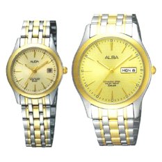 Alba - Jam Tangan Pria & Wanita - Silver Gold - Strap Stainless Steel - AXND48 & AXT852 - Pasangan
