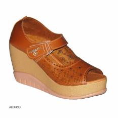 Aldhino Sepatu Sandal Wedges Wanita MGS-01 Tan