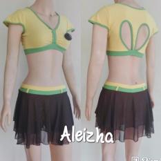 Aleizha Baju Senam Kombinasi SportBra Rok Tile Kuning