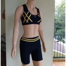Aleizha Set Baju Senam Bra Silang - Hitam