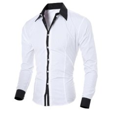 Algren Baju Hem PROMO DISKON Kemeja Pria Calvin lengan panjang - Putih / Slim fit / Casual / Polos / Kerja / Kantor / Katun / Kem Tangan Panjang Cowo / Atasan Cowok / Pakaian Laki laki Dewasa Slimfit