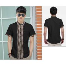 Algren Baju Hem Kemeja Batik Pria Tito04 lengan pendek - Hitam / Regular fit / Casual / Polos / Kerja / Kantor / Katun / Kem Tangan Pendek Cowo / Atasan Cowok / Pakaian Laki laki Dewasa