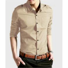 Algren Baju Hem Kemeja Pria Bray lengan panjang - Khaki / Regular fit / Casual / Polos / Kerja / Kantor / Katun / Kem / Atasan / Pakaian