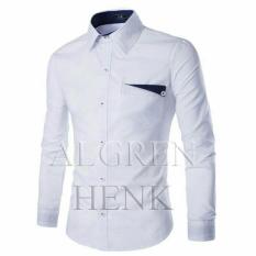 Algren Baju Hem Kemeja Pria Henk lengan panjang - Putih / Hitam / Maroon / Navy / Biru Benhur / Abu Muda / Biru Danau / Slim fit / Casual / Polos / Kerja / Kantor / Katun / Kem Tangan Panjang Cowo / Atasan Cowok / Pakaian Laki laki Dewasa Slimfit