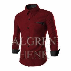 Algren Baju Hem Kemeja Pria Henk lengan panjang - Putih / Hitam / Maroon / Navy / Biru Benhur / Abu Muda / Biru Tosca / Slim fit / Casual / Polos / Kerja / Kantor / Katun / Kem Tangan Panjang Cowo / Atasan Cowok Kekinian / Pakaian Laki laki Dewasa Slimfit
