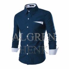 Algren Baju Hem Kemeja Pria Henk lengan panjang - Putih / Hitam / Maroon / Navy / Biru Benhur / Abu Muda / Biru Tosca / Slim fit / Casual / Polos / Kerja / Kantor / Katun / Kem Tangan Panjang Cowo / Atasan Cowok / Pakaian Laki laki Dewasa Slimfit