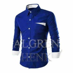 Algren Baju Hem Kemeja Pria Henk lengan panjang - Putih / Hitam / Maroon / Navy / Biru Benhur / Abu Muda / Biru Tosca / Slim fit / Casual / Polos / Kerja / Kantor / Katun / Kem Tangan Panjang Cowo / Atasan Cowok / Pakaian Laki laki Dewasa Slimfit