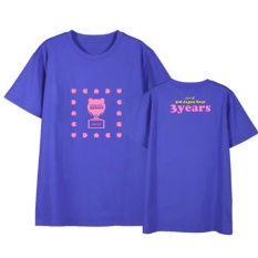 Apink Yang Pink 3 Tahun Album Shirts Hip Hop Kasual Longgar Pakaian T-shirt T-shirt Lengan Pendek Tops T-shirt Dx523 (biru Tua) -Intl