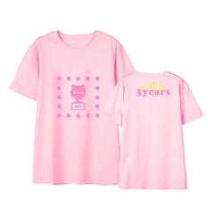 Apink Yang Pink 3 Tahun Album Shirts Hip Hop Kasual Longgar Pakaian T-shirt T-shirt Lengan Pendek Tops T-shirt DX523 (Pink) -Intl