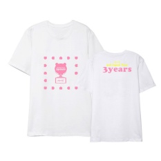 Apink Yang Pink 3 Tahun Album Shirts Hip Hop Kasual Longgar Pakaian T-shirt T-shirt Lengan Pendek Tops T-shirt DX523 (putih) -Intl