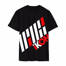 IKON IKONCERT Konser Album Kemeja Casual Cotton Pakaian T-shirt T-shirt Lengan Pendek Tops T-shirt DX382 (Hitam) -Intl