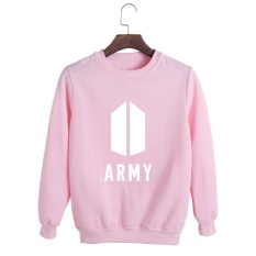 Korea Fashion BTS Bangtan Boys 2017 Album Baru AMRY LOGO Katun Hoodies Pullover Sweatshirt Kemeja PT554 (ARMY Pink) -Intl