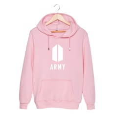 Korea Fashion BTS Bangtan Boys 2017 Album Baru ARMY Logo Katun Hoodie Hat Pakaian Pullover Sweatshirt Kemeja PT550 (ARMY Pink) -Intl