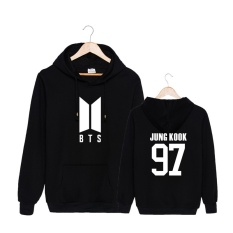 Korea Fashion BTS Bangtan Boys 2017 Logo Album Baru JUNG KOOK Katun Hoodie Hat Pakaian Pullover Sweatshirt Kemeja PT550 (JUNGKOOK Hitam) -Intl