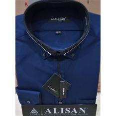ALISAN Kemeja Polos Kombinasi Slim Fit Lengan Panjang //BIRU-7//