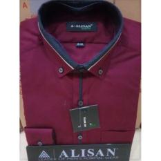 ALISAN Kemeja Polos Kombinasi Slim Fit Lengan Panjang //MAROON//