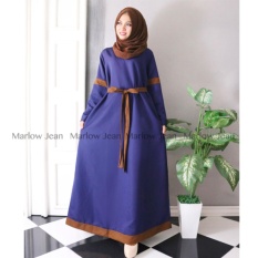Alona Baju Hijab Pashmina Gamis Fashion Katun Ima - Biru Navy
