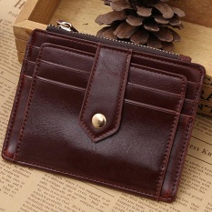 Amart Fashion Dompet Koin Pendek Pria Korea Sederhana Dompet Genggam Pria Kulit PU Tipis Wadah Uang Kartu Ritsleting
