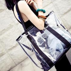 Amart Fashion Tas Pantai Wanita Permen Jelly Bening Transparan (hitam)-Intl