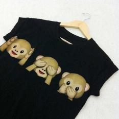 Amart Fashion Women Harajuku O-neck Cartoon T-shirt Monkey/Smile Face Emoji Printed Short Sleeve Tops - intl