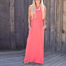Amart Korean Simple Fashion Women Sexy Vest Dress Sleeveless Summer Beach Ladies Girls Loose Casual Long Dresses - intl