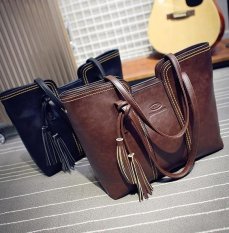 Amart Wanita Tas Rumbai Baru Kedatangan Volume Besar Kulit Casual (Brown)-Intl