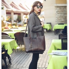 Amart Vintage Wanita Handbag Kapasitas Besar PU Kulit Casual Cosmetic Bag Tassel Single Tas Bahu Dompet