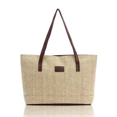 Amart Tas Tangan Wanita Tas Kanvas Tas Bahu Appliques Portable Linen Kasual Totes