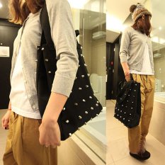 Amart Keling Kanvas Tas Wanita Gaya Korea Tas Jinjing (hitam)-International