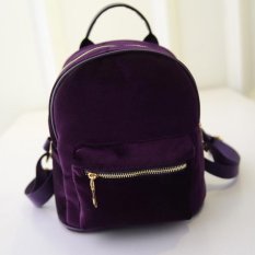 Amart Ransel velvet wanita zipper street bags ( Ungu)