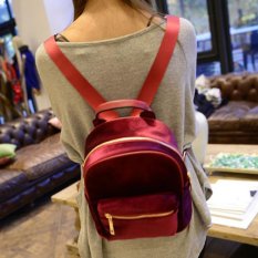 Busana Ransel Ritsleting Beludru Amart Tas Jalan-jalan Wanita (Merah)