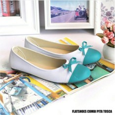 Amelia Olshop - Sepatu Flatshoes Combi Pita tosca - Murah Dan berkualitas