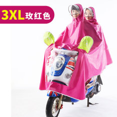 Amerika Serikat Dan Amerika Serikat Pria Dan Wanita Dewasa Ibu Dan Anak Sepeda Motor Helm Dua Orang Jas Hujan (Mawar Merah 3XL)