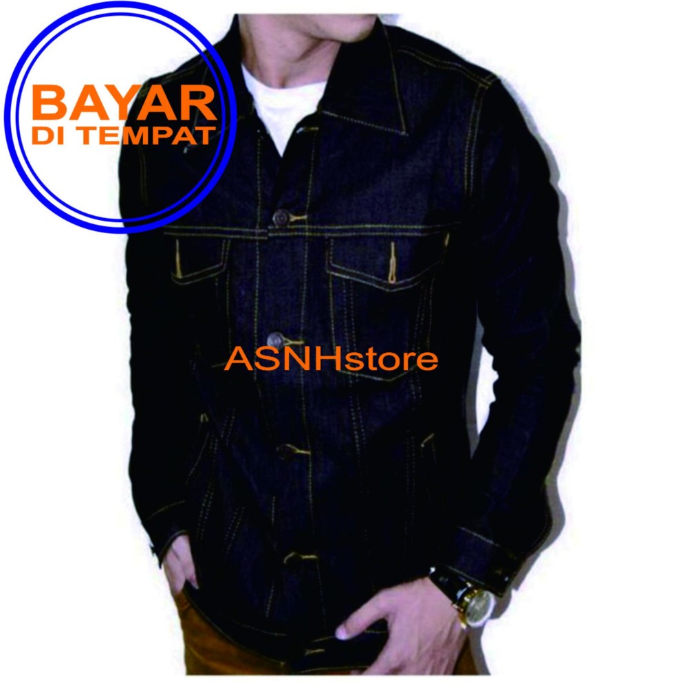 AN Jaket Jeans / Denim Pria Hight Quality [Light blue/bioblits]