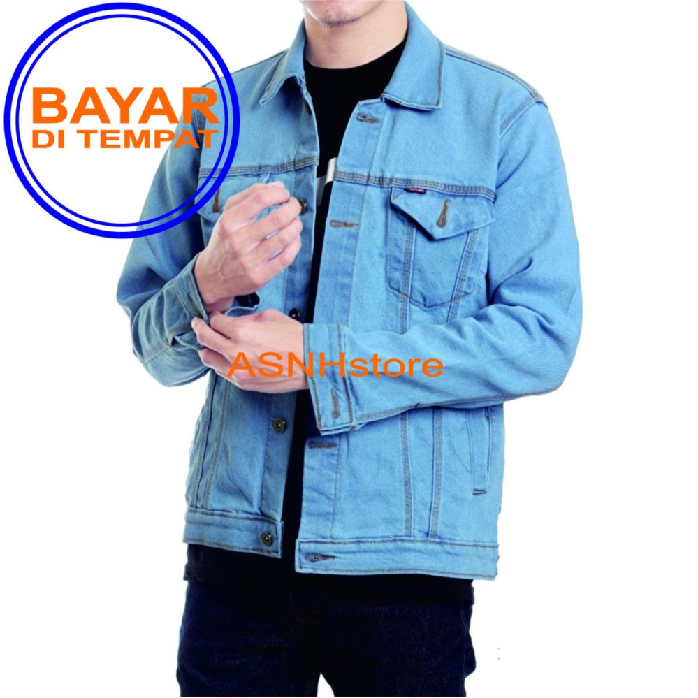 AN Jaket Jeans / Denim Pria Hight Quality [Light blue/bioblits]