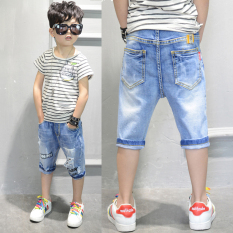 Celana Sedang Gaya Korea Celana Pendek Denim Anak-anak Musim Panas