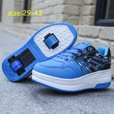 Anak Laki-laki Perempuan Mode Sepatu Tahan Lama Ganda Roda LED Menyala Sepatu Roda Tumit Roda Terlihat Kate Sepatu S RtsShoes Pasar Sneakers
