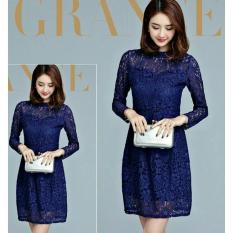 Anami Fashion Pakaian Wanita - Dress Chyntia Lace Navy