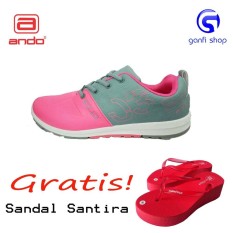 Ando CT 03 Sepatu Olahraga Sepatu Lari Wanita Warna Abu Pink