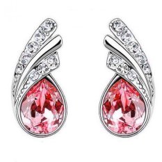 Angel Wings Crystal Earrings 925 Sterling Silver / Anting Wanita - Silver-Red