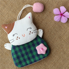 Dompet Kunci Angin Nasional Rajut Dompet Kunci Siswi Pergelangan Tangan (Jaringan hijau kucing)