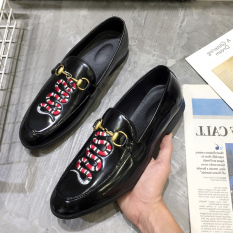 Angin Nasional Pria Musim Semi Mudah Dipakai Sepatu Kulit Kacang Sepatu Kulit Kecil (Bunga Ular (Kulit Terang))