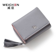 Anns Jumbai Ritsleting & Pengait Dompet Wanita untuk Koin Kartu Kas Faktur Modis Wanita Kecil Dompet Pendek Polos Wanita Clutch carteras 577-2 Abu-abu-Internasional