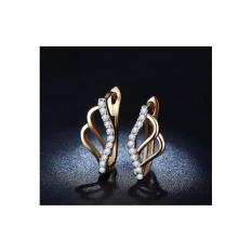 Anting Lapis Emas 18k Hoop Berlian Batu Kecil Elegan Mewah