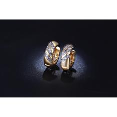 Anting Lapis Emas 18k Hoop Kecil Tebal Batu Berlian Imitasi