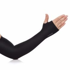 Aonijie E4039 Soft COOL KOMPRESI Lengan Lengan UPF50 + dengan Lubang Jari Hitam untuk Olahraga Outdoor-Intl